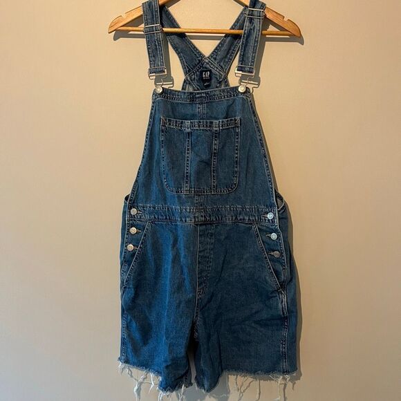 GAP DENIM 90’s Y2k Slouchy shorta medium wash overall shorts size Large denim ov - Picture 15 of 16
